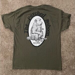 Hanes “THE PARCHED BABOON” Olive Graphic Tee Large